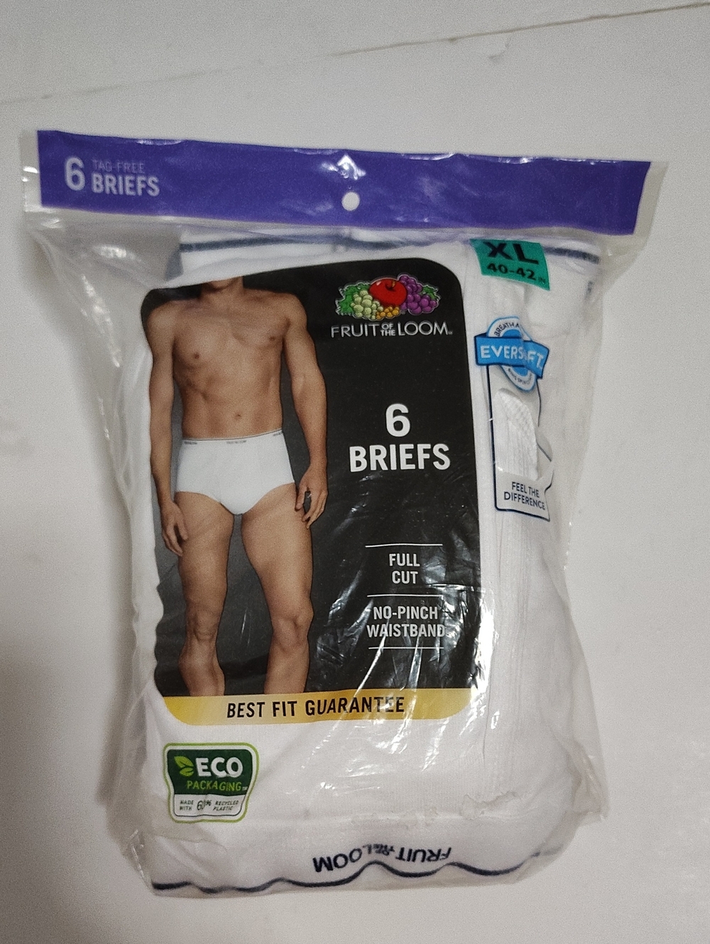 Fruit of the Loom Men’s  Full Cut White Briefs - 6 Pack - Size XL